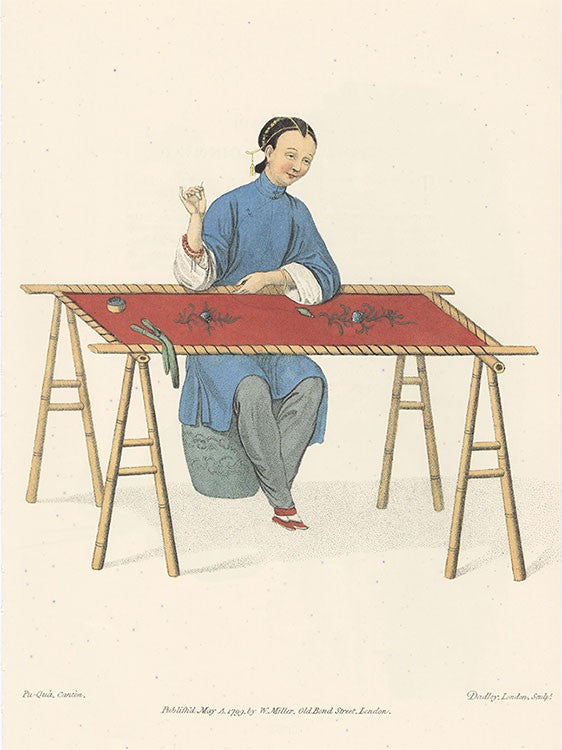 A Woman Embroidering