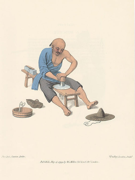 An Old Man Polishing Crystals