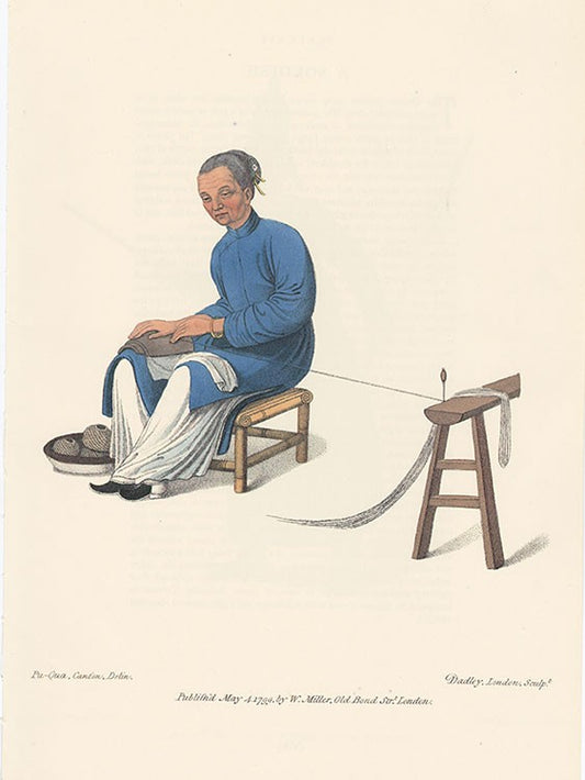 An Old Woman Twisting Cotton