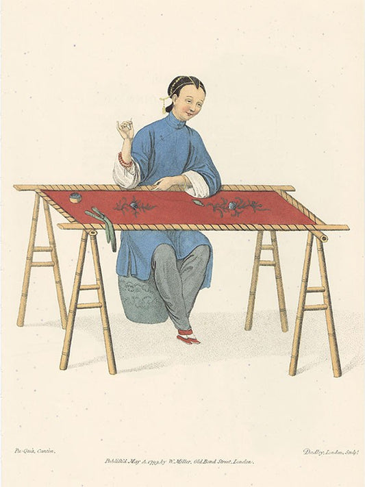 A Woman Embroidering