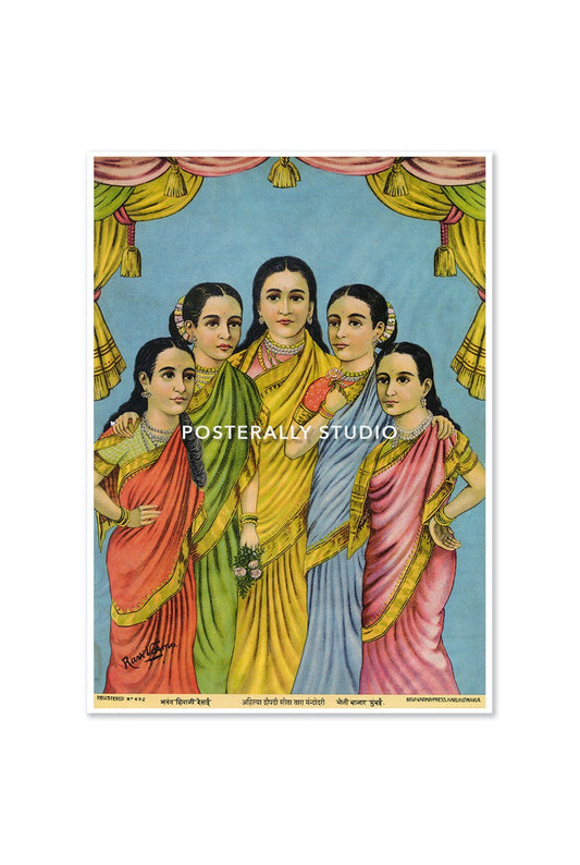 Ahilya, Draupadi, Sita, Tara, Mandodari by Raja Ravi Varma