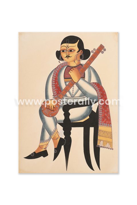 Babu holding Sitar