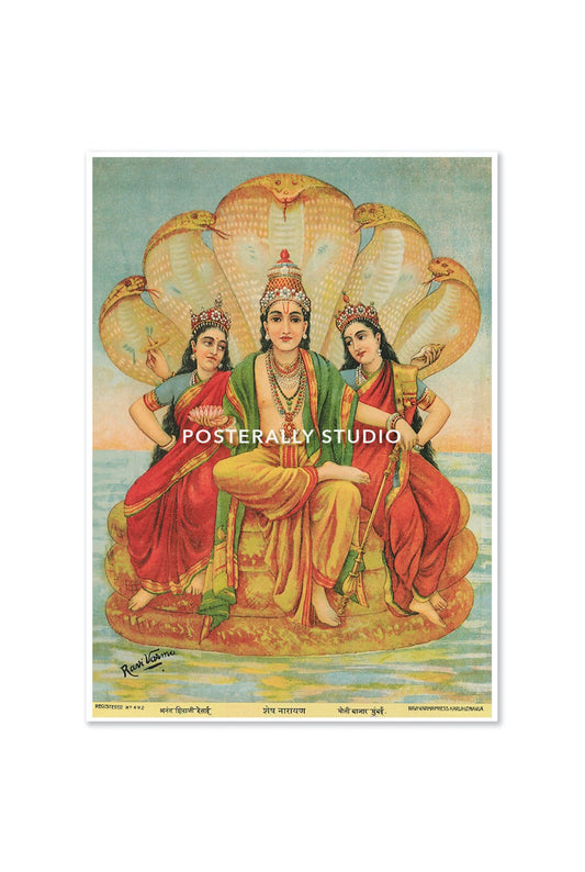 Shesh Narayan by Raja Ravi Varma