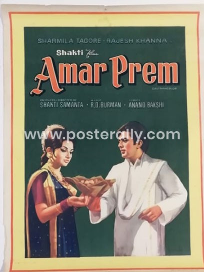 Original Vintage Bollywood Posters | Rajesh Khanna Movie Posters | Sharmila Tagore | Shakti Samanta | Amar Prem 1972 Poster | Original movie posters online