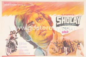 Sholay Original vintage hand painted Bollywood movie poster | Sholay original movie poster | Amitabh Bachchan Posters