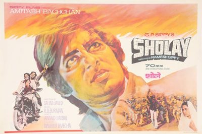 Sholay Original vintage hand painted Bollywood movie poster | Sholay original movie poster | Amitabh Bachchan Posters