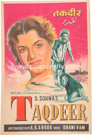 Taqdeer Original Bollywood Poster. Shop from biggest collection of Original Bollywood Movie Posters, Vintage Hand Painted Posters online. Shipping Worldwide