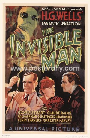 The Invisible Man | Vintage Hollywood Posters Online | Claude Rains | Gloria Stuart | Vintage Movie Posters for sale online | Hollywood Posters for sale