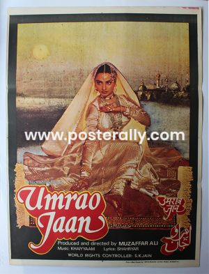 Buy Umrao Jaan 1981 Original Bollywood Movie Poster. Starring Rekha, Farooq Shaikh, Seema Sathyu, Naseeruddin Shah, Bharat Bhushan. Directed by Muzaffar Ali