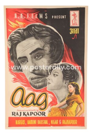 Aag Original Bollywood Poster | Vintage Movie Poster | Raj Kapoor Nargis Poster | Aag movie poster | Original Bollywood movie posters for sale online