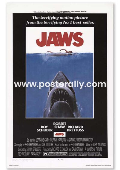 Buy Jaws 1975 Hollywood Movie Poster. Directed by Steven Spielberg. Hollywood Posters online India.