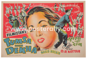 Tumsa Nahin Dekha Original Movie Poster. Directed by Nasir Hussain. Starring Shammi Kapoor, Ameeta, Pran. Buy Original Vintage Bollywood Posters online.