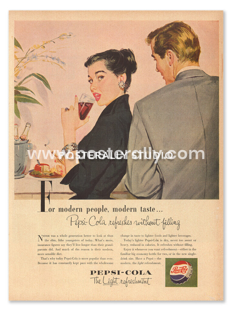 Posterally Studio Vintage Ad Print - Pepsi Cola (1953)