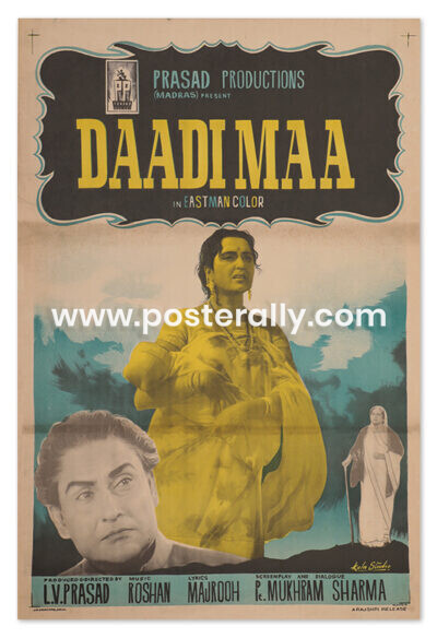 Buy Daadi Maa 1966 Original Bollywood Movie Poster. Starring Ashok Kumar, Bina Rai, Tanuja and Durga Khote. Buy Vintage Handpainted Bollywood Posters online