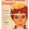 American Dairy Association - Milk Makes Energy (1958). Buy Vintage Ad Prints online - food, liquor etc. Buy Kitchen prints, Bar prints, Dining prints.