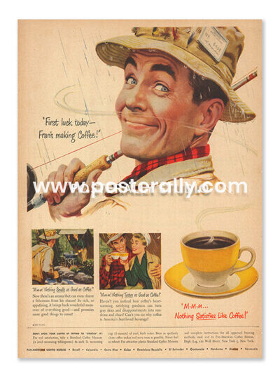 Pan American Coffee Bureau (1950's). Buy Vintage Ad Prints online - food, liquor, desserts etc. Buy Kitchen prints, Bar prints, Dining area prints.