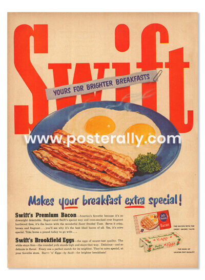 Swift's Premium Bacon & Brookfield Eggs (1950's)
