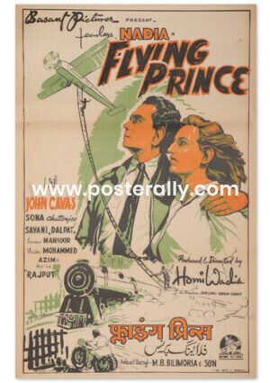 Buy Flying Prince 1946 Original Bollywood Movie Poster. Starring Fearless Nadia, John Cawas, Sona Chatterjee, Sita Devi. Directed by Homi Wadia.