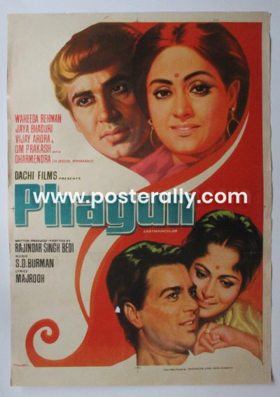 Buy Phagun 1973 Original Bollywood Movie Poster. Starring Dharmendra, Waheeda Rehman, Jaya Bhaduri and Vijay Arora. Directed by Rajinder Singh Bedi.