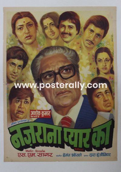 Buy Nazrana Pyar Ka 1980 Original Bollywood Movie Poster. Starring Raj Babbar, Raj Kiran, Vijayendra Ghatge, Sarika, Ashok Kumar, Aruna Irani. Directed by S.M. Sagar