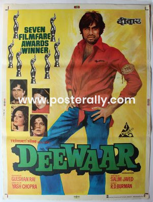 Buy Deewaar 1975 Bollywood Movie Poster. Starring Amitabh Bachchan, Shashi Kapoor, Parveen Babi, Neetu Singh & Nirupa Roy. Directed by Yash Chopra.