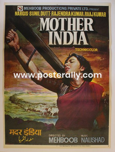 Buy Mother India 1957 Bollywood Movie Poster. Starring Nargis, Sunil Dutt, Raaj Kumar, Rajendra Kumar. Directed by Mehboob. Vintage Bollywood Posters.