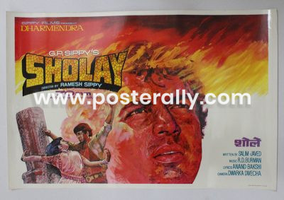 Buy Sholay 1975 Original Bollywood Movie Poster. Starring Sanjeev Kumar, Dharmendra, Amitabh Bachchan, Hema Malini, Jaya Bachchan, Amjad Khan. Directed by Ramesh Sippy.