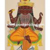 Four Headed Brahma Kalighat Painting. Buy Kalighat Paintings online. Indian Folk Art Paintings from West Bengal for sale. Buy rare vintage art.