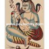 Lord Shiva Kalighat Painting. Buy Kalighat Paintings online. Indian Folk Art Paintings from West Bengal for sale. Buy rare vintage art.