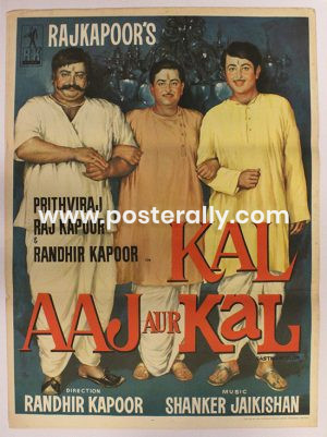 Buy Kal Aaj Aur Kal 1971 Bollywood Movie Poster. Starring Prithviraj Kapoor, Raj Kapoor, Randhir Kapoor, Babita. Directed by Randhir Kapoor.