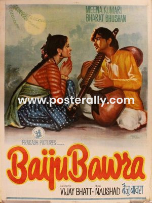 Buy Baiju Bawra 1952 Movie Poster. Starring Meena Kumari, Bharat Bhushan. Directed by Vijay Bhatt. Buy Vintage handpainted Bollywood Posters online.