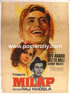 Buy Milap 1955 Movie Poster. Starring Dev Anand, Geeta Bali, Johnny Walker. Directed by Raj Khosla. Buy Vintage handpainted Bollywood Posters online.